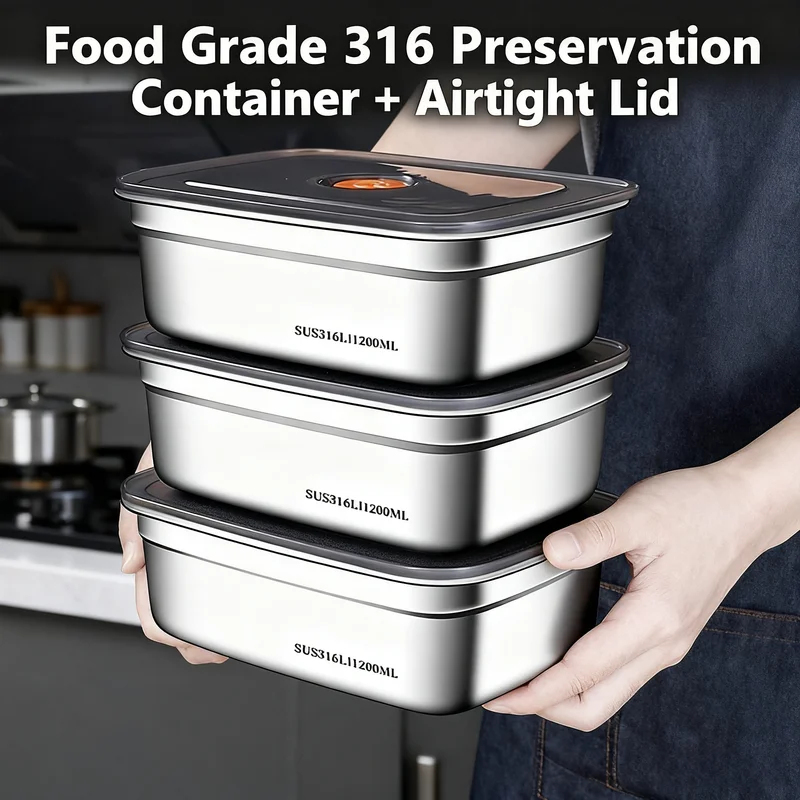 Food Storage Safe - Large Capacity Stainless Steel Leak Proof
