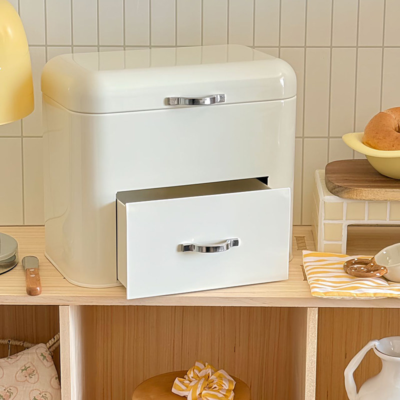 Food Storage Drawers - Cream Style Iron Storage Cabinet with