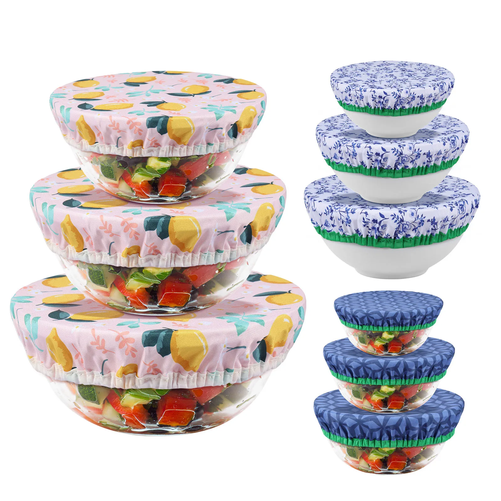 Food Storage Kitchen Container Set - 3Pcs Bowl Covers Set Elastic Reusable