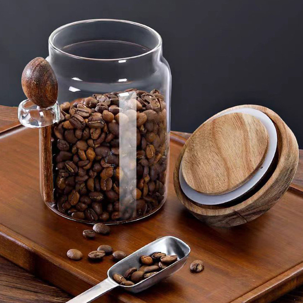 Food Storage Jars With Wooden Lids - Transparent Glass Food Storage Canister with