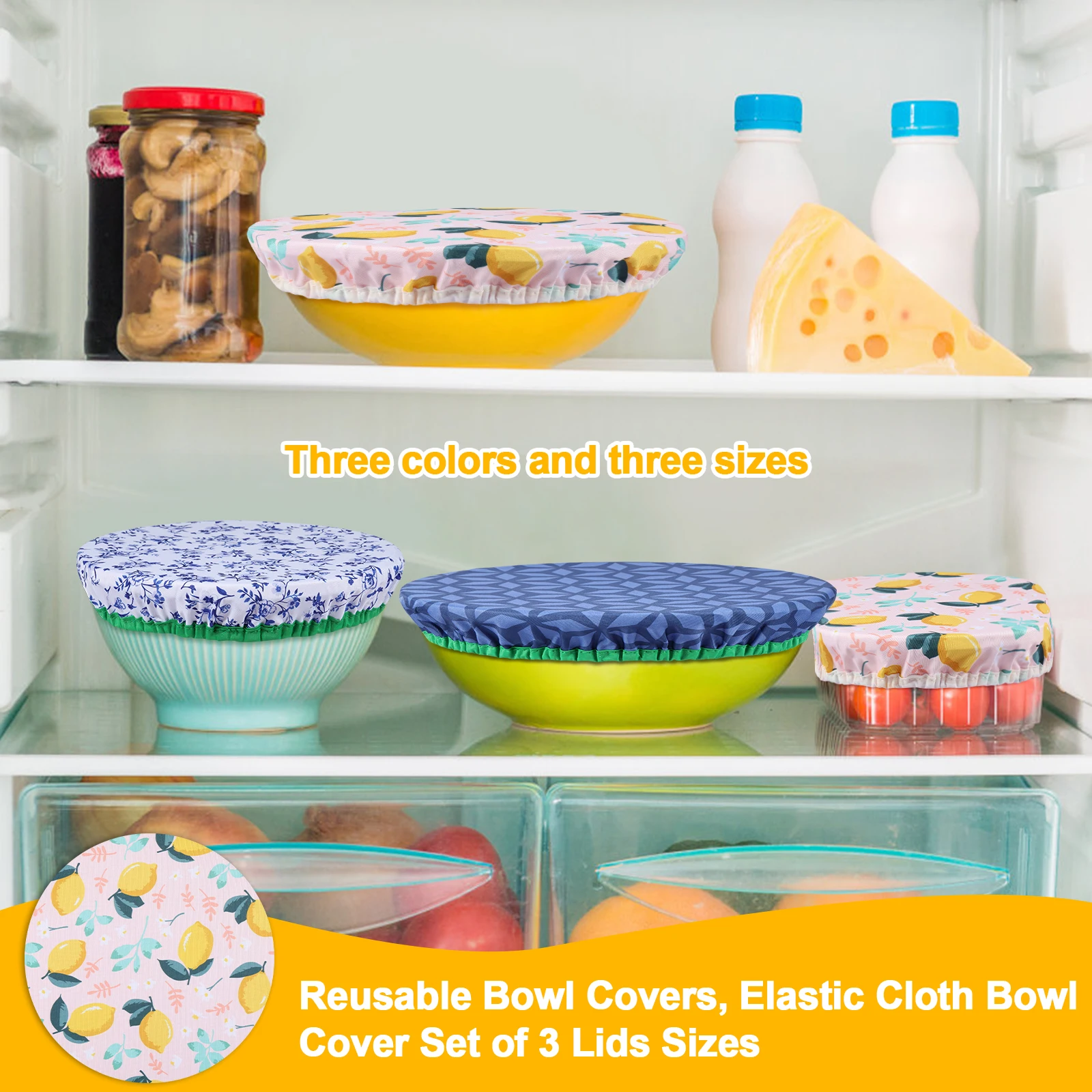 3Pcs Bowl Covers Set Elastic R - огляд і ціна Food Storage Kitchen Container Set