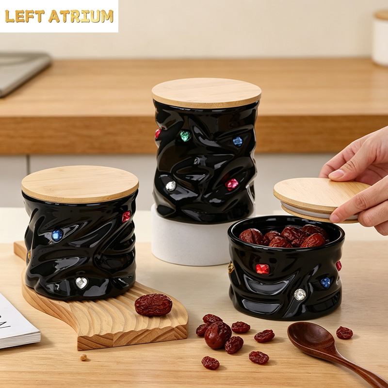 Gemstone Ceramic Jar with Wood - огляд і ціна Food Storage Jars With Wooden Lids