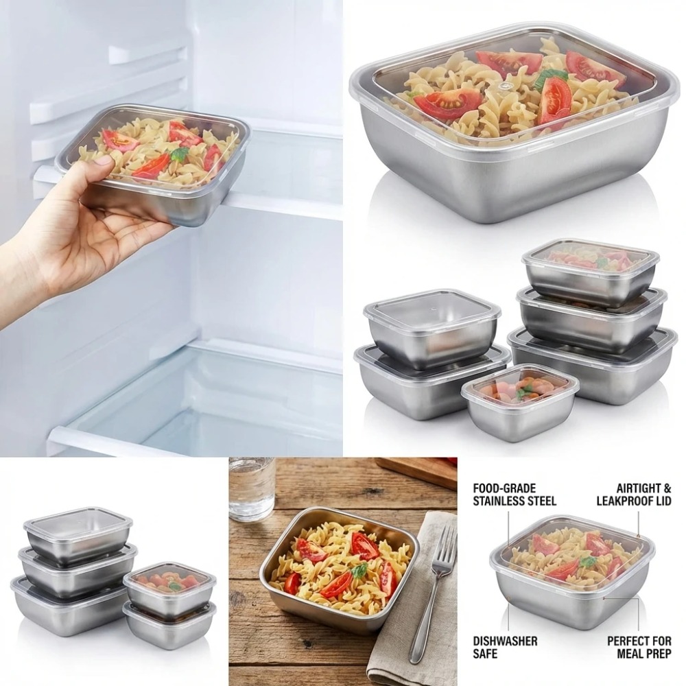 6PCS Stainless Steel Food Stor - огляд і ціна Food Storage Kitchen Container Set