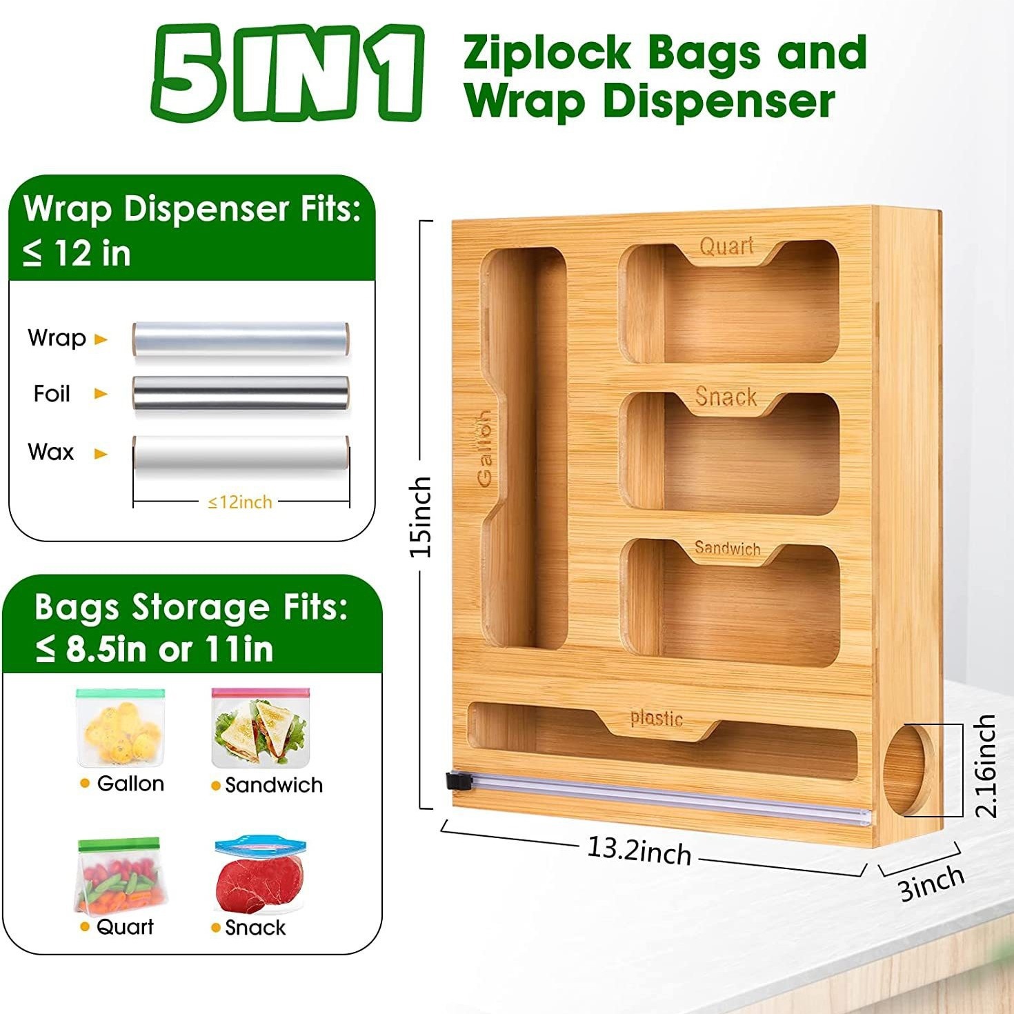 Bamboo Ziplock Food Bag Holder - огляд і ціна Food Storage Zip Lock Bags