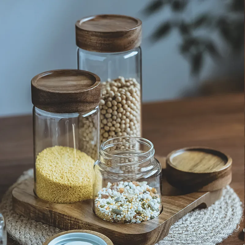 Wood Lid Orgnizer Glass Airtig - огляд і ціна Food Storage Kitchen Container Set