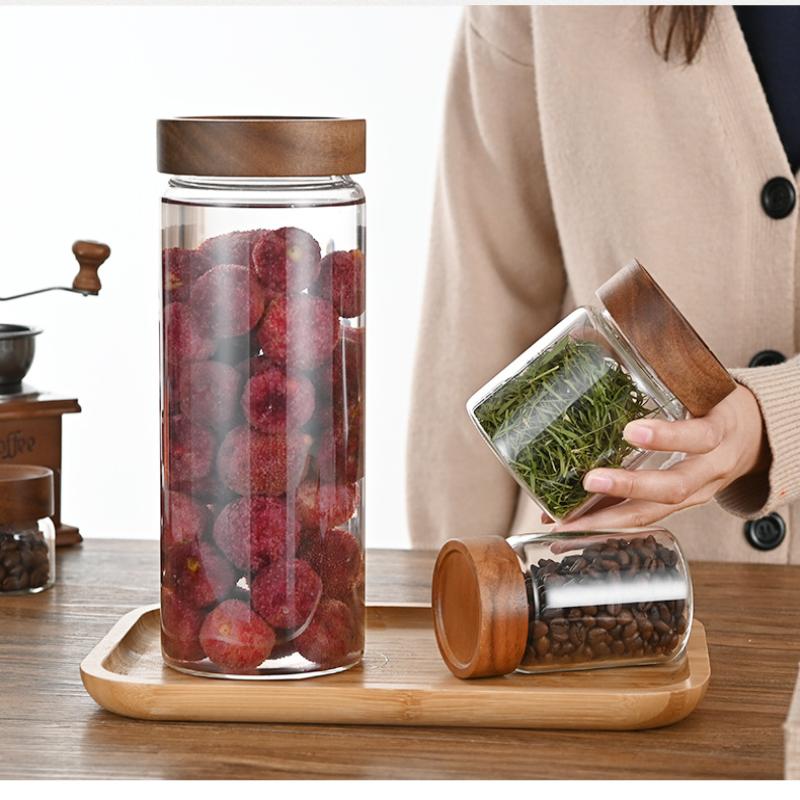 Coffee Beans Sealed Tank Trans - огляд і ціна Food Storage Jars With Wooden Lids
